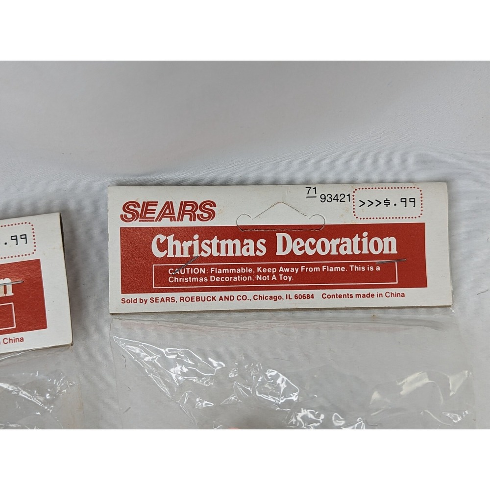 Sears Christmas Ornament Flocked Bears Lot of 2 White Brown a - Picture 4 of 6